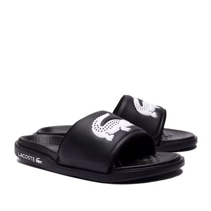 Lacoste  Chinelo Serve Slide Dual Blk Wht Lacoste  Chinelo Serve Slide Dual Blk Wht