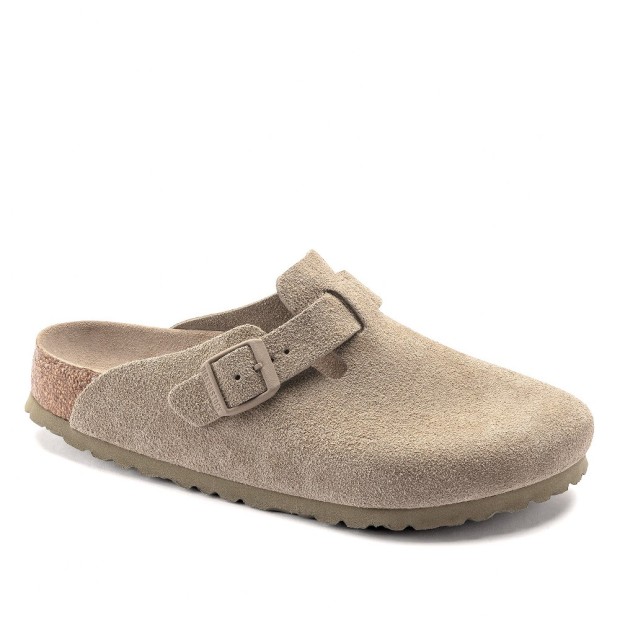 Sandlias Birkenstock Boston Soft Footbed Suede Leather Khaki