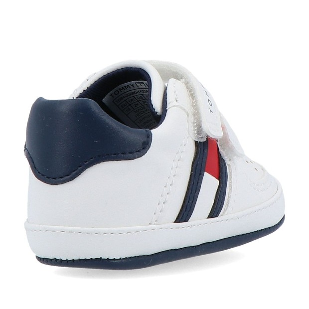 Sapatilha Tommy Hilfiger Flag Low Cut Velcro Off Whi