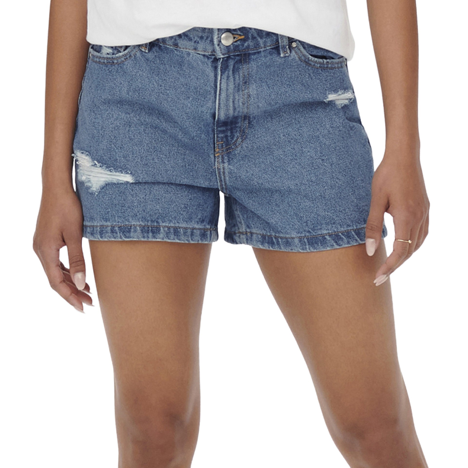 Only Calção Jagger Hw Mom Dnm Medium Blue