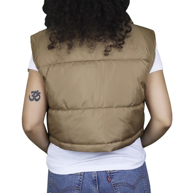 Casaco Only Colete Zoe Puffer Waistcoast Toasted