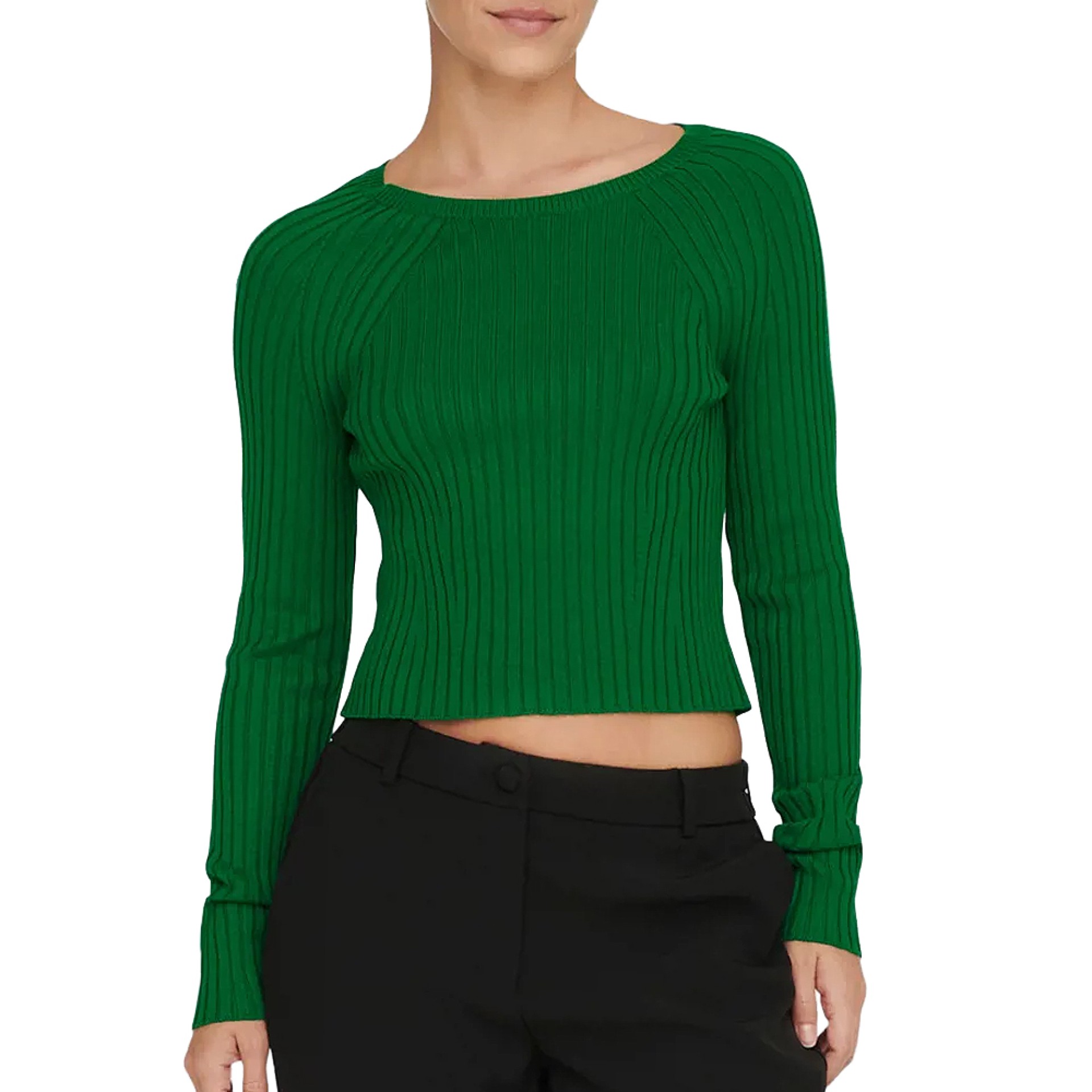 Only Camisola Meddi Ls Rib Crop Green Jack