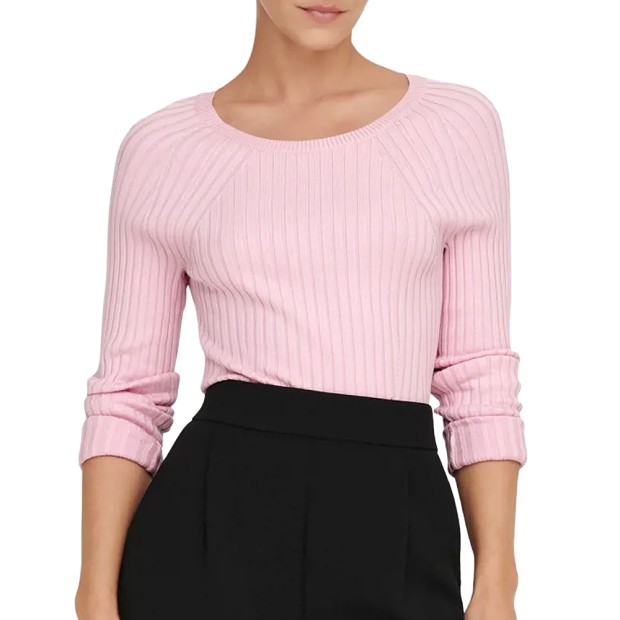 Camisola Only Camisola Meddi Ls Rib Crop Pink Tulle