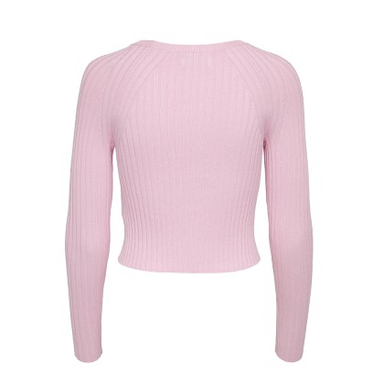 Only Camisola Meddi Ls Rib Crop Pink Tulle