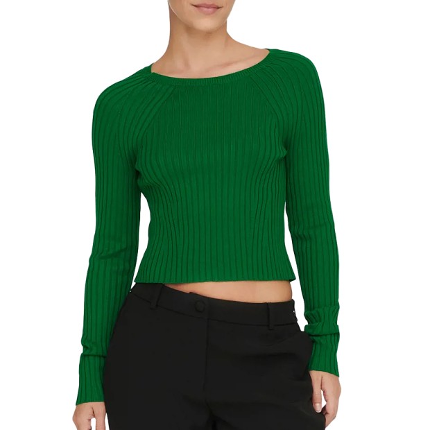 Camisola Only Camisola Meddi Ls Rib Crop Green Jack