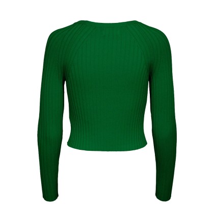 Only Camisola Meddi Ls Rib Crop Green Jack
