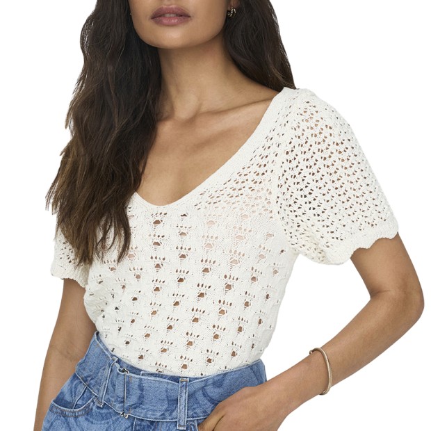 Blusa Only Blusa Becca Life Ss V-neck Cloud Danc