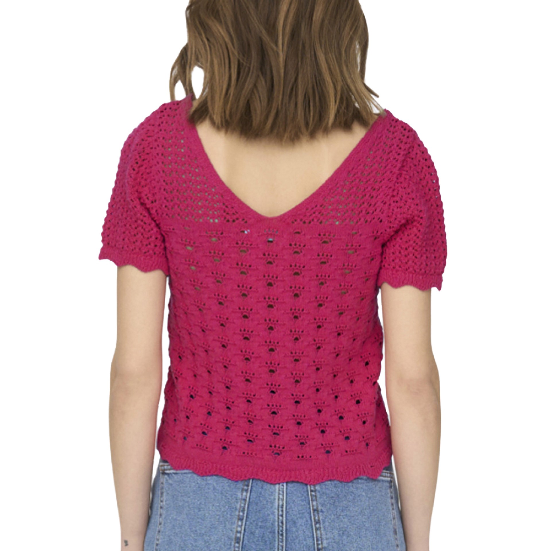 Only Blusa Becca Life Ss V-neck Very Berry