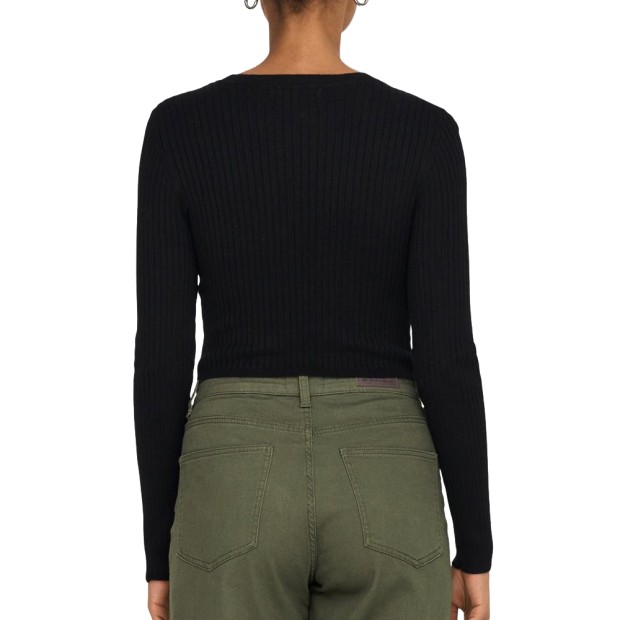 Camisola Only Camisola Karol Ls Crop O-neck Black