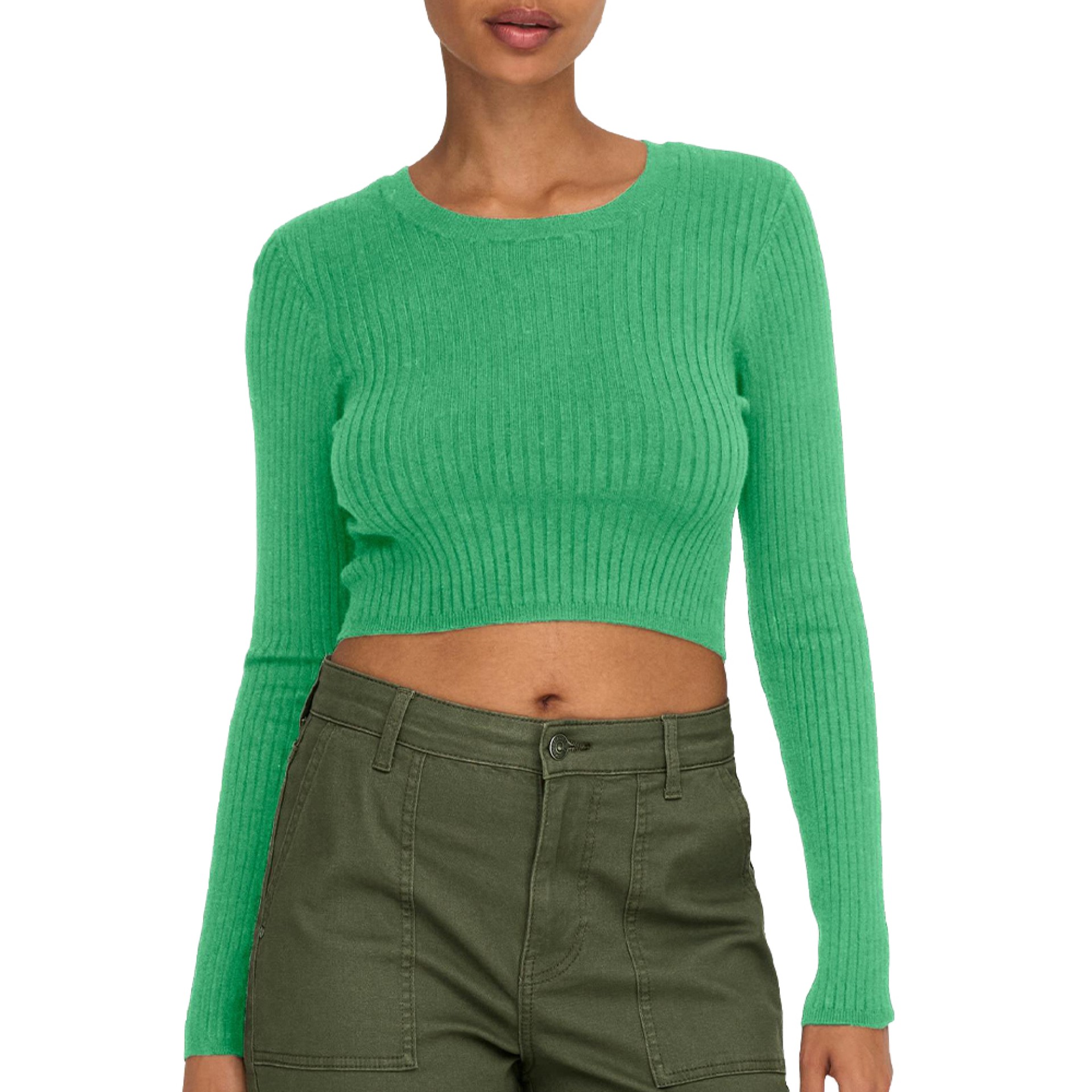 Only Camisola Karol Ls Crop O-neck Island