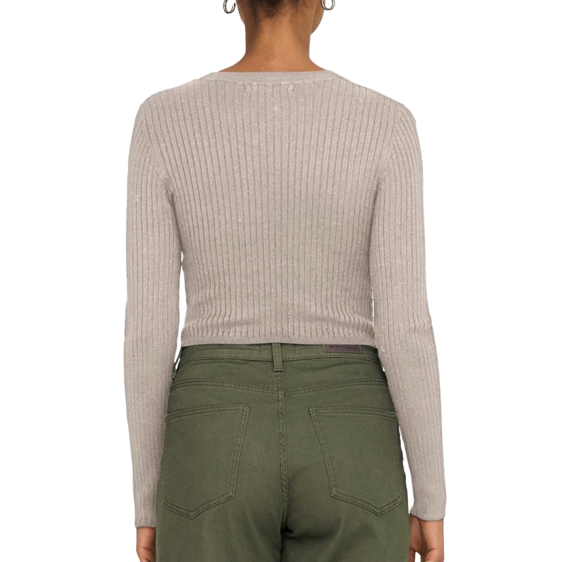 Only Camisola Karol Ls Crop O-neck Pumice