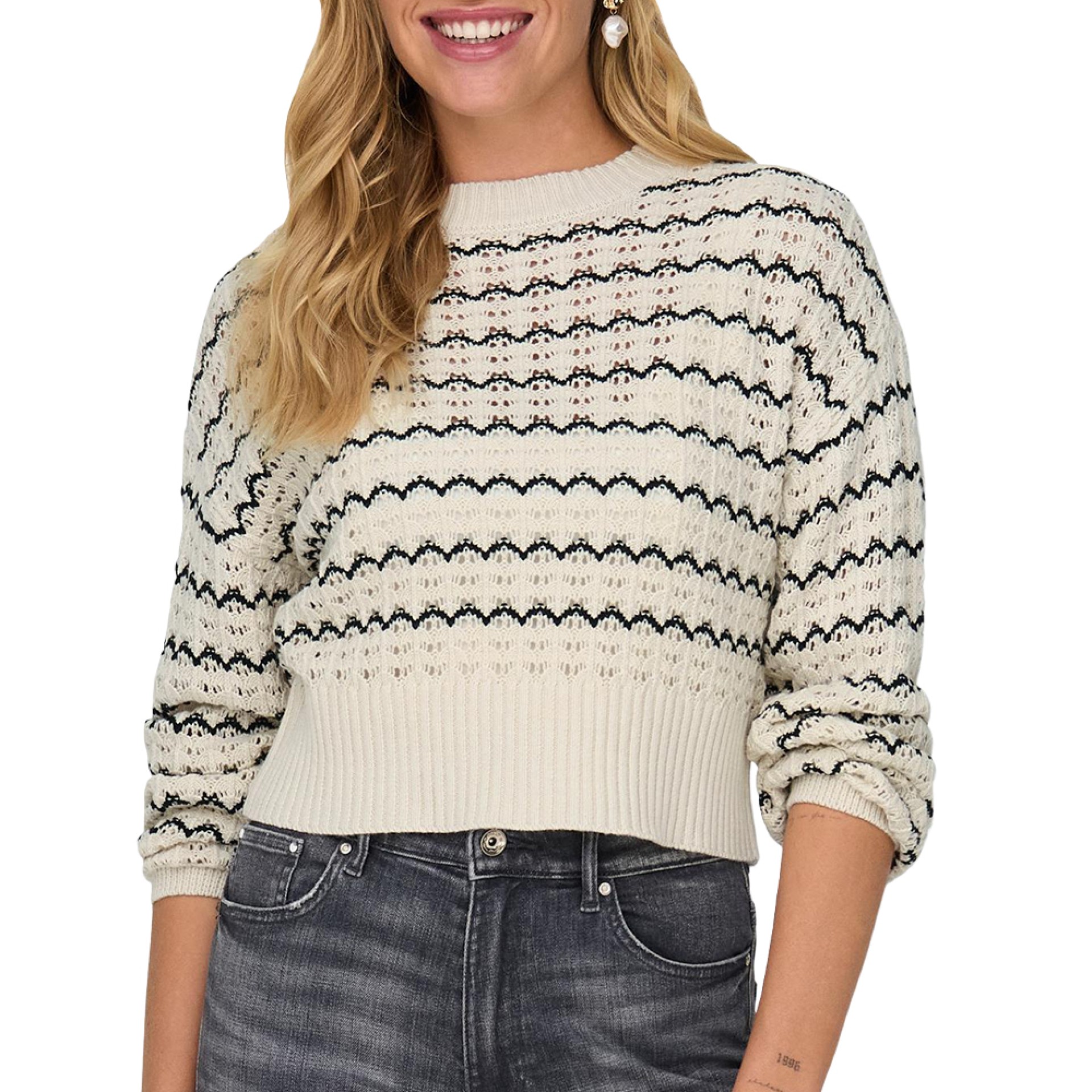 Only Camisola Lasa Ls O-neck Cc Birch Blac