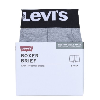 Roupa Interior Levis Solid Basic Boxer 2-pack Middle Grey