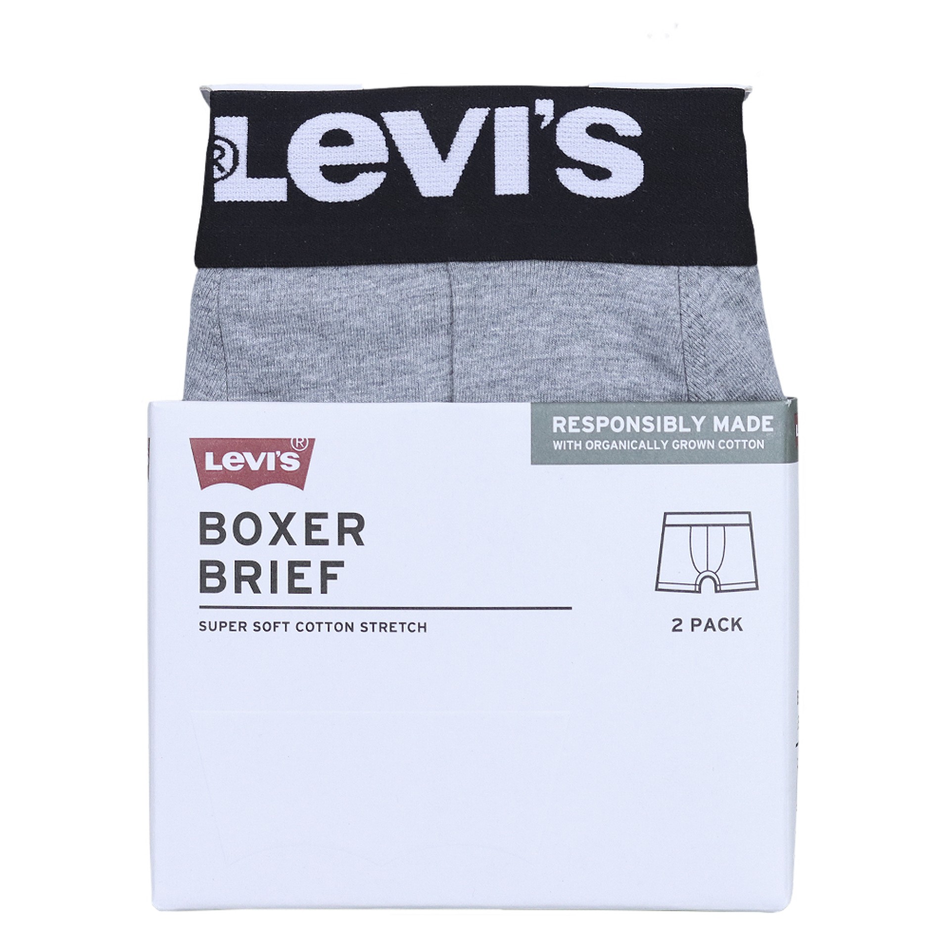 Roupa Interior Levis Solid Basic Boxer 2-pack Middle Grey