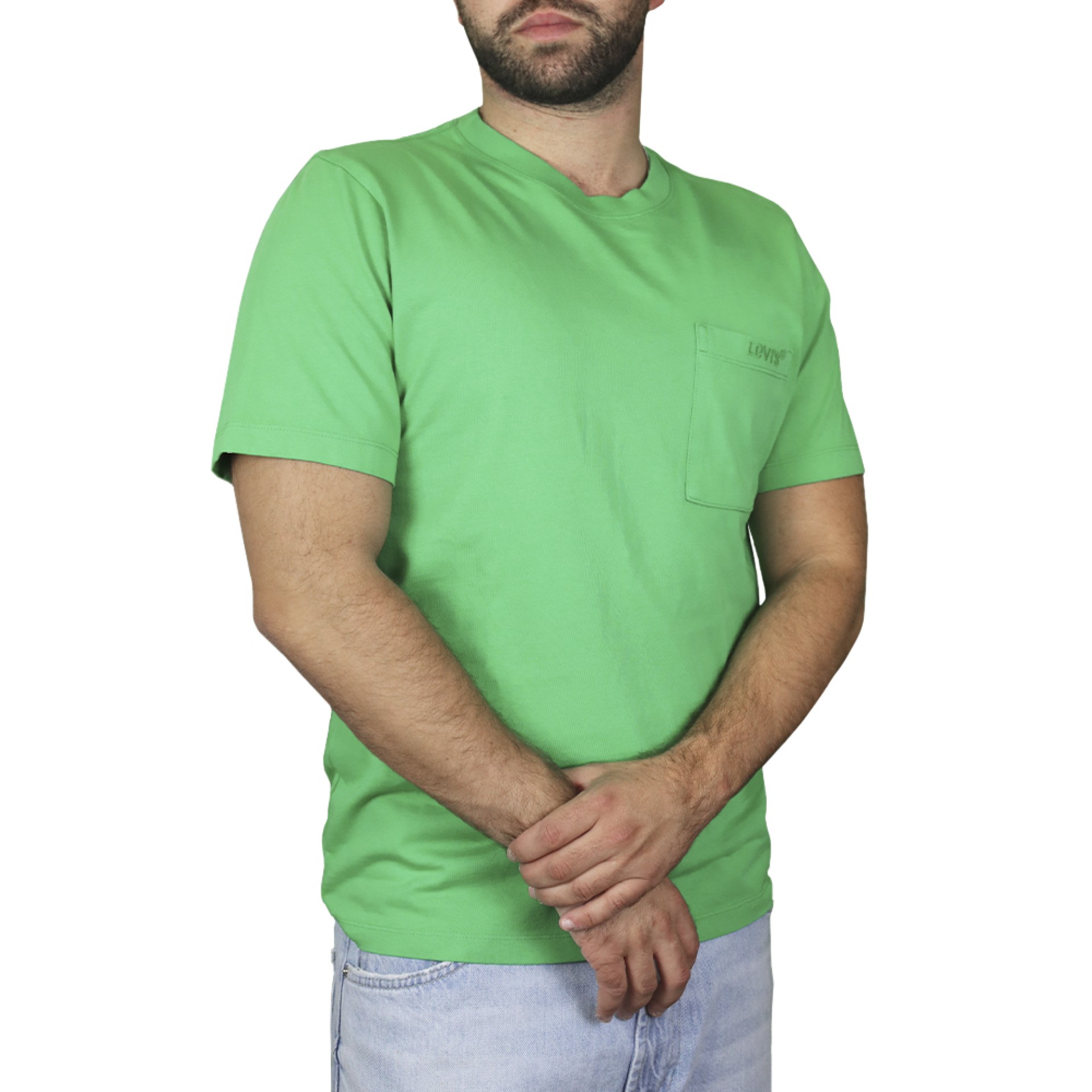 Levis T-shirt Ss Pocket Tee Rlx Bright Gre
