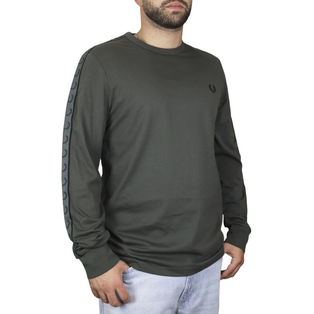 Longsleeve Fred Perry Laurel Taped Tee Field Green