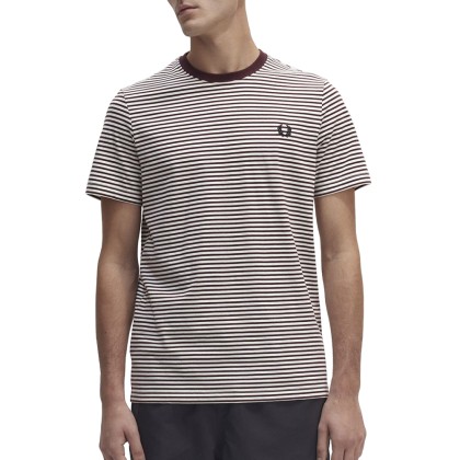 T-shirt Fred Perry T -shirt Fine Stripe Oxblood/ec