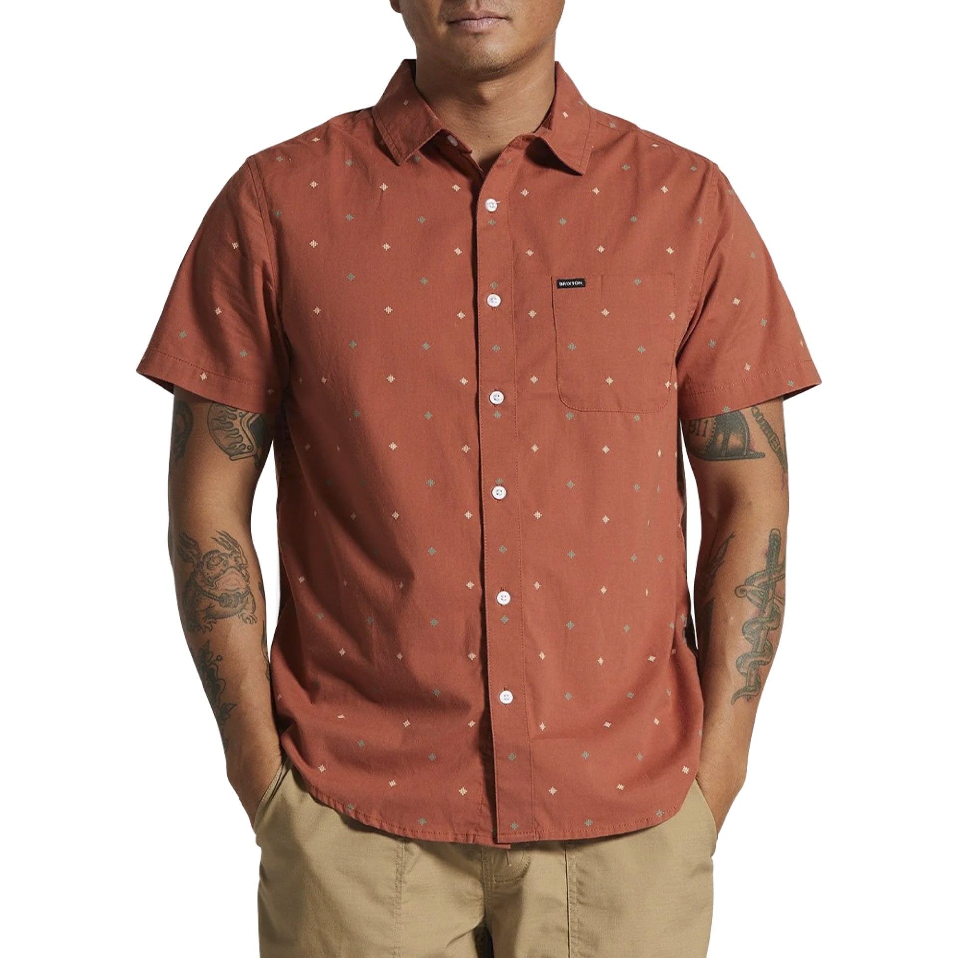 Brixton Camisa Charter Print S/s Terracott