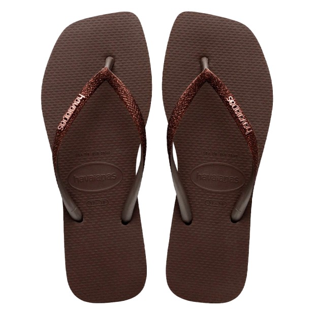 Chinelos Havaianas Square Glitter Fc Dark Brown