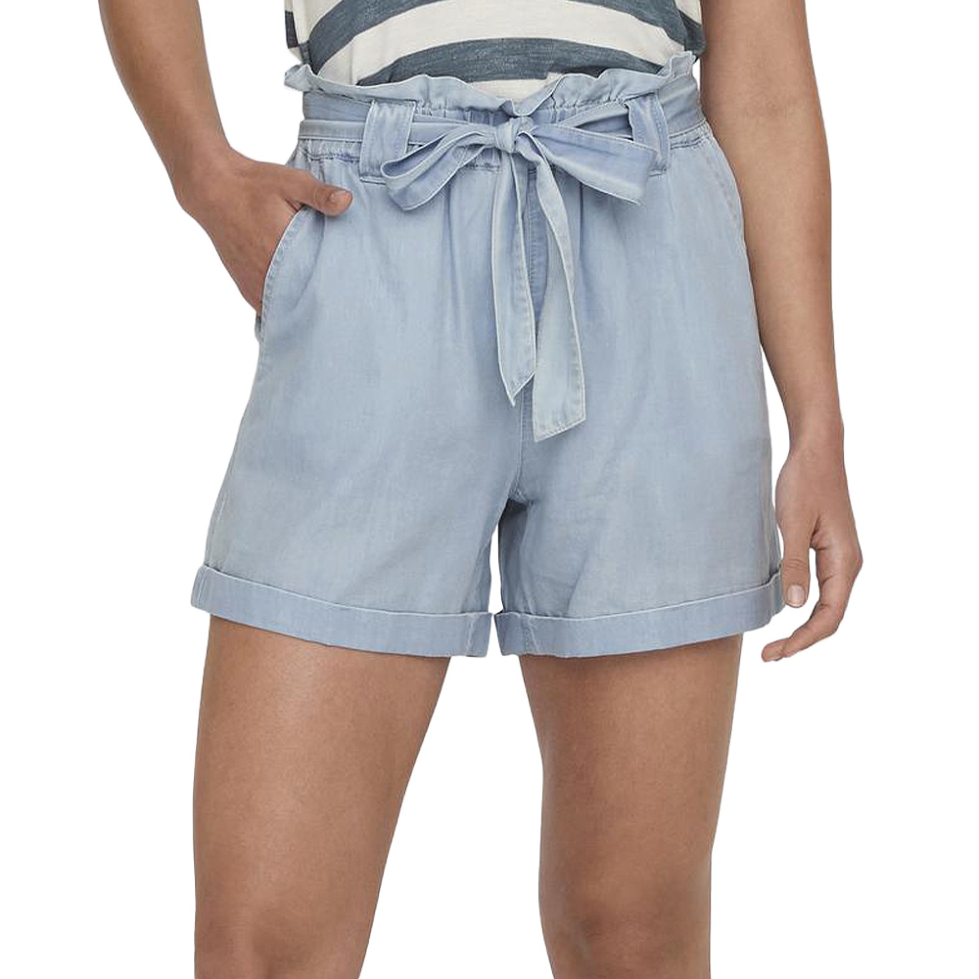 Only Calção Bea Smilla Light Blue Denim