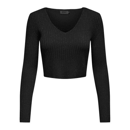 Camisola Only Camisola Charlotte Crop Glitter Black