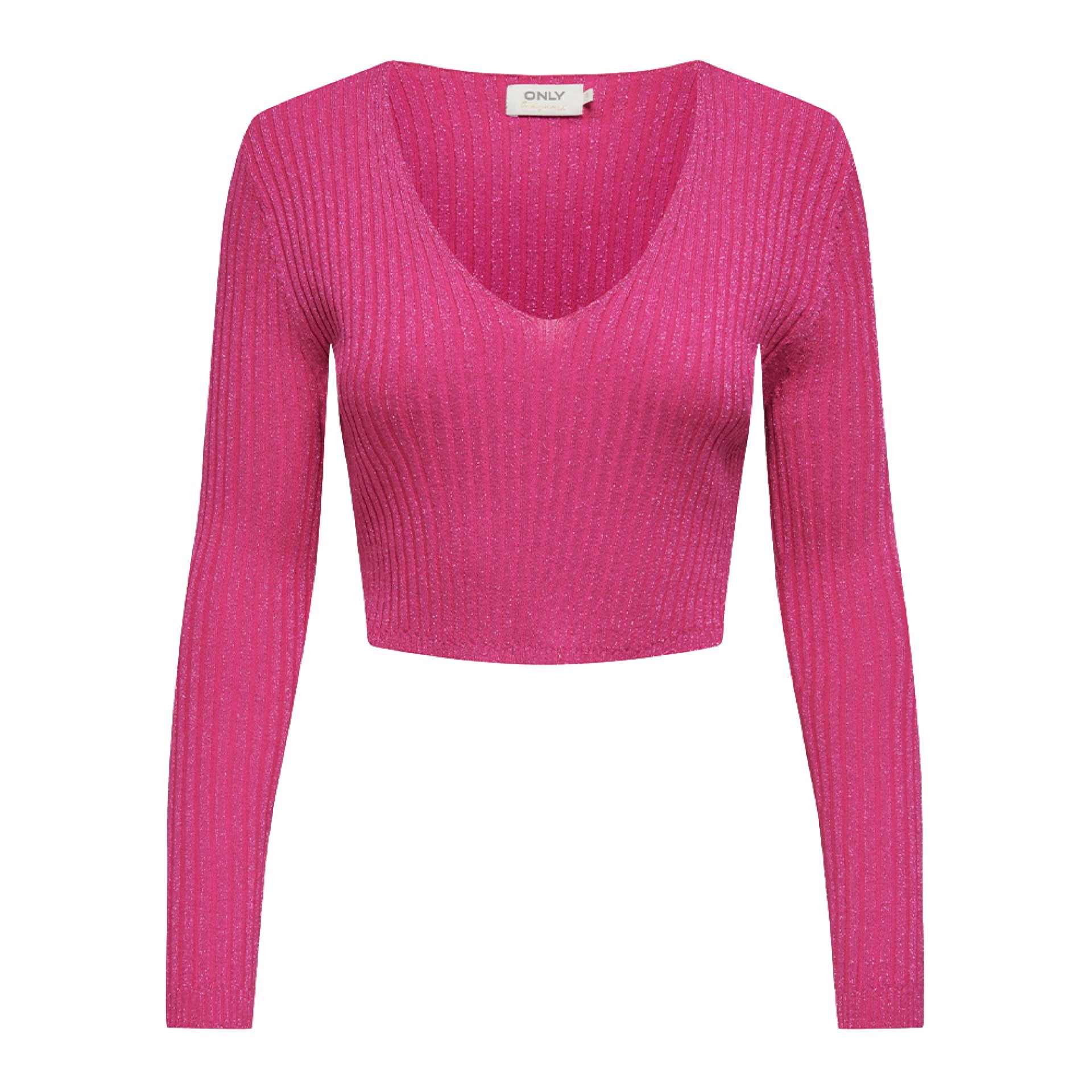 Only Camisola Charlotte Crop Glitter Fuchs