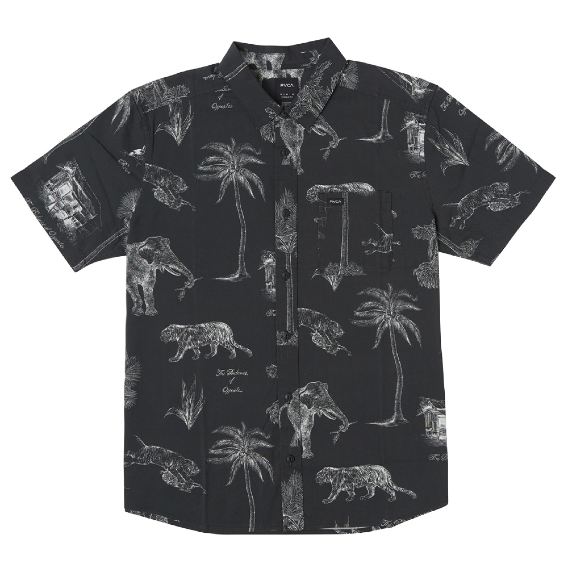 Camisa Rvca Camisa Tropic Winds Ss Black