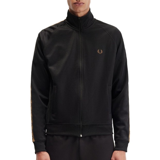 Sweat Fred Perry Contrast Tape Black/warm Stone