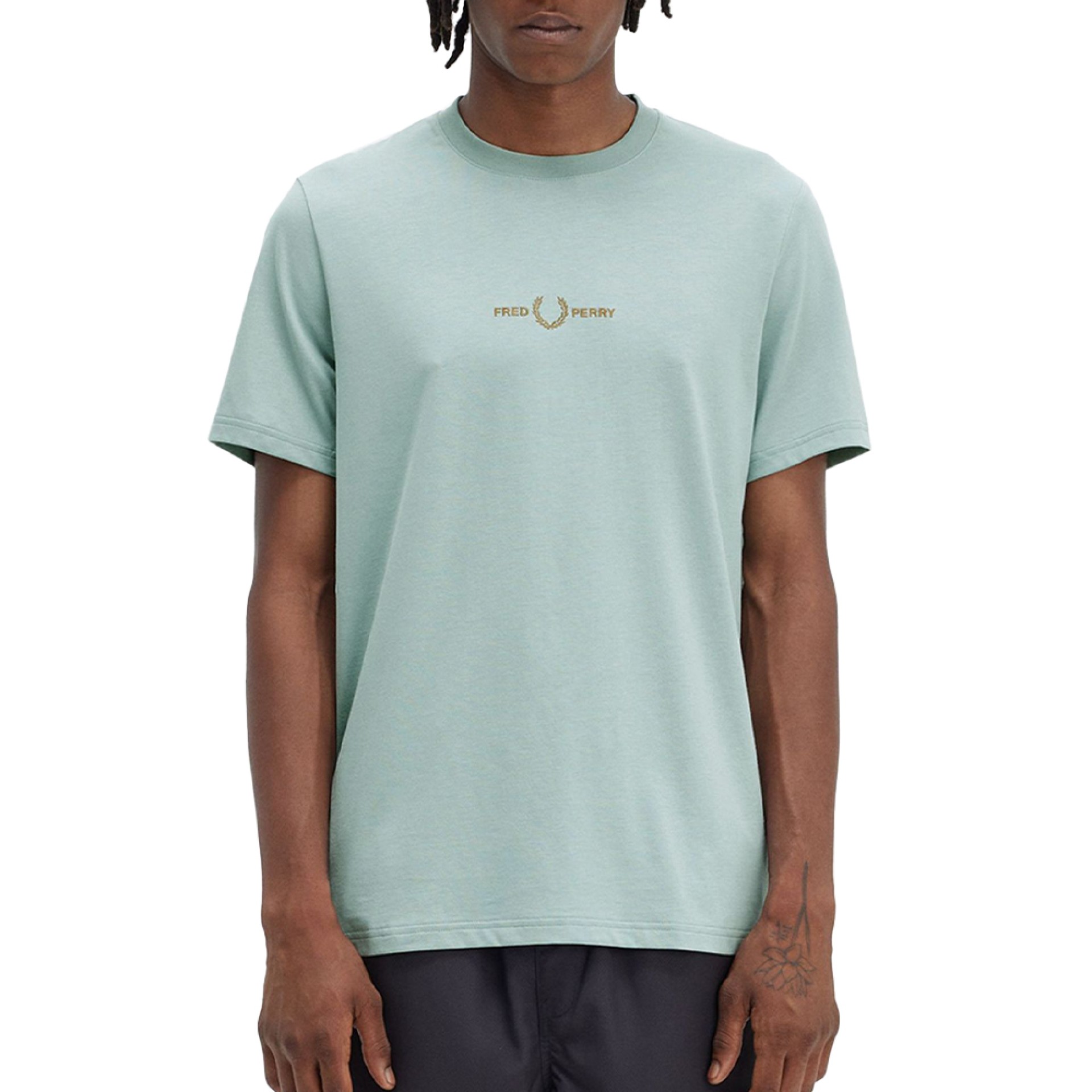 Fred Perry T -shirt Embroidered Silver Blue