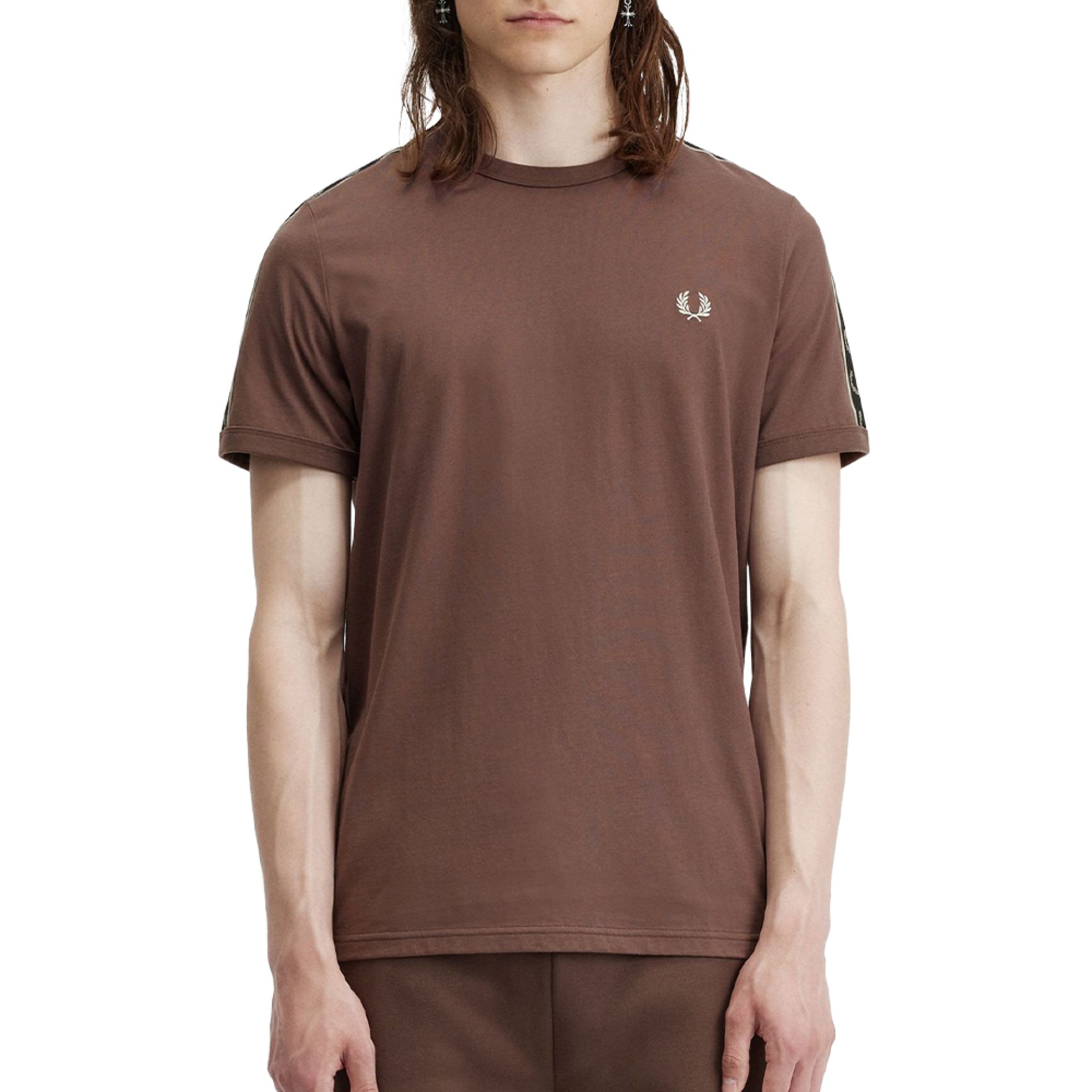 Fred Perry T -shirt Contrast Tape Warm Gre