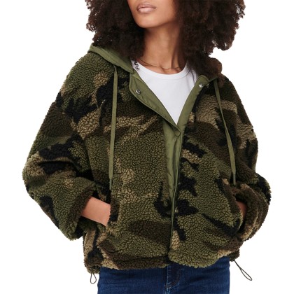 Casaco Only Casaco Vilma Camo Teddy Dark Olive