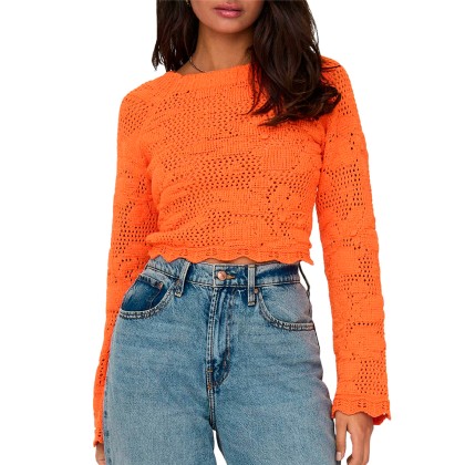 Camisola Only Camisola Cille Life Ls Back Tangerine