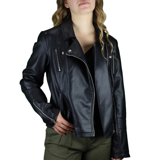 Casaco Only Bluso Gemma Faux Leather Biker Black