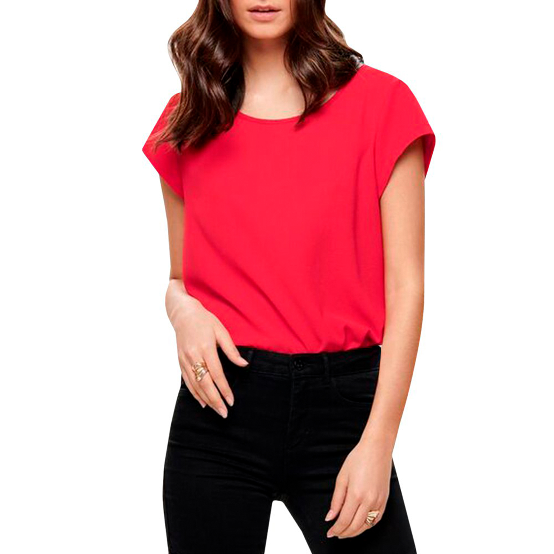 Only Blusa Solid Top Noos High Risk Red