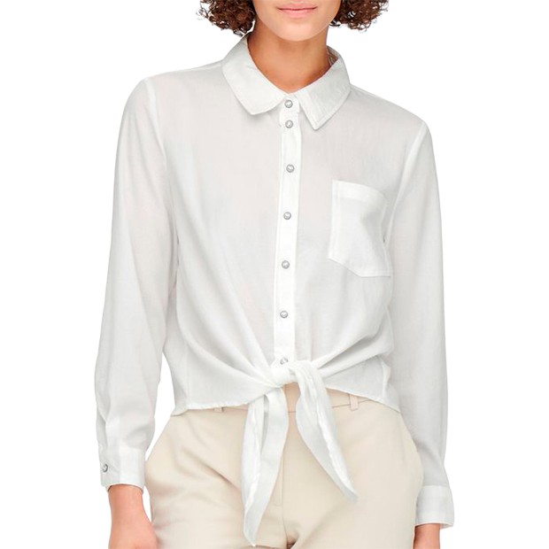 Camisa Only Camisa Lecey Ls Knot Shirt Noos Cloud