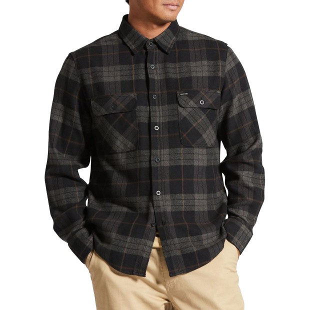 Camisa Brixton Camisa Bowery L/s Flannel Black Ch