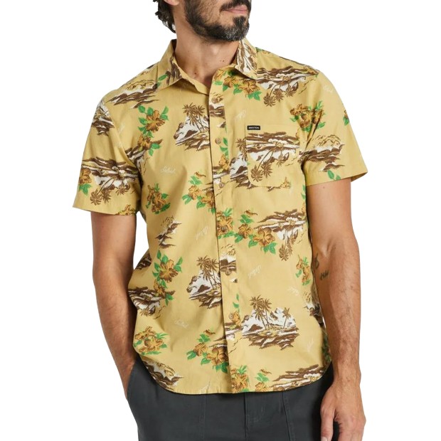 Brixton Camisa Charter Print S/s Wvn Straw