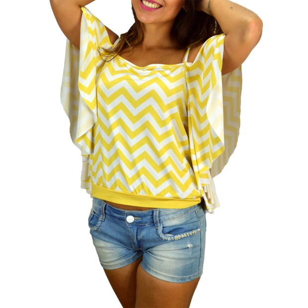 Blusa Ml Top 15017 Branco/amarelo