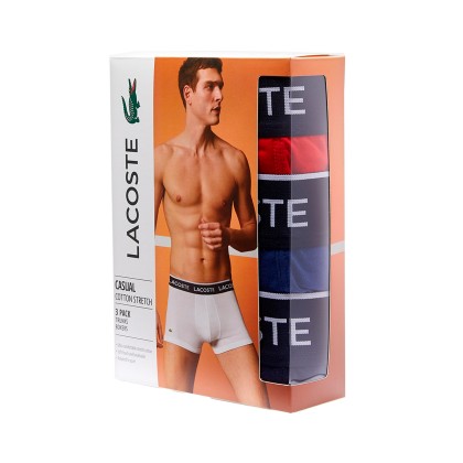 Roupa Interior Lacoste Boxer Pack 3 Navy Blue Red Methyle