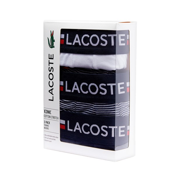 Roupa Interior Lacoste Boxer Pack 3 Navy Blue White