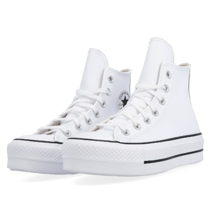Converse All Star Ctas Platform Clean Hi Leather Wht/bl