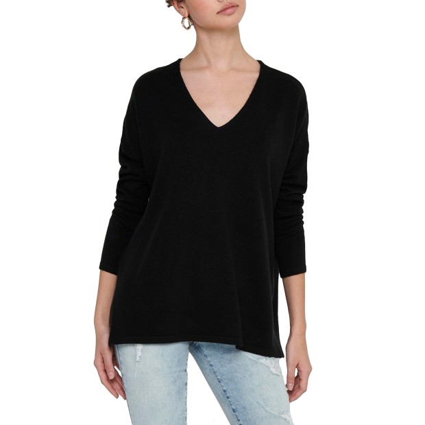 Camisola Only Camisola Amalia Ls V-neck Black