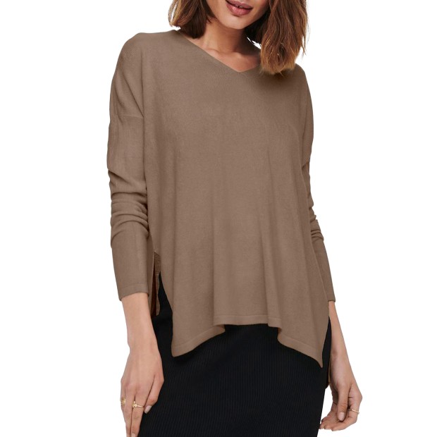 Camisola Only Camisola Amalia Ls V-neck Malt Ball