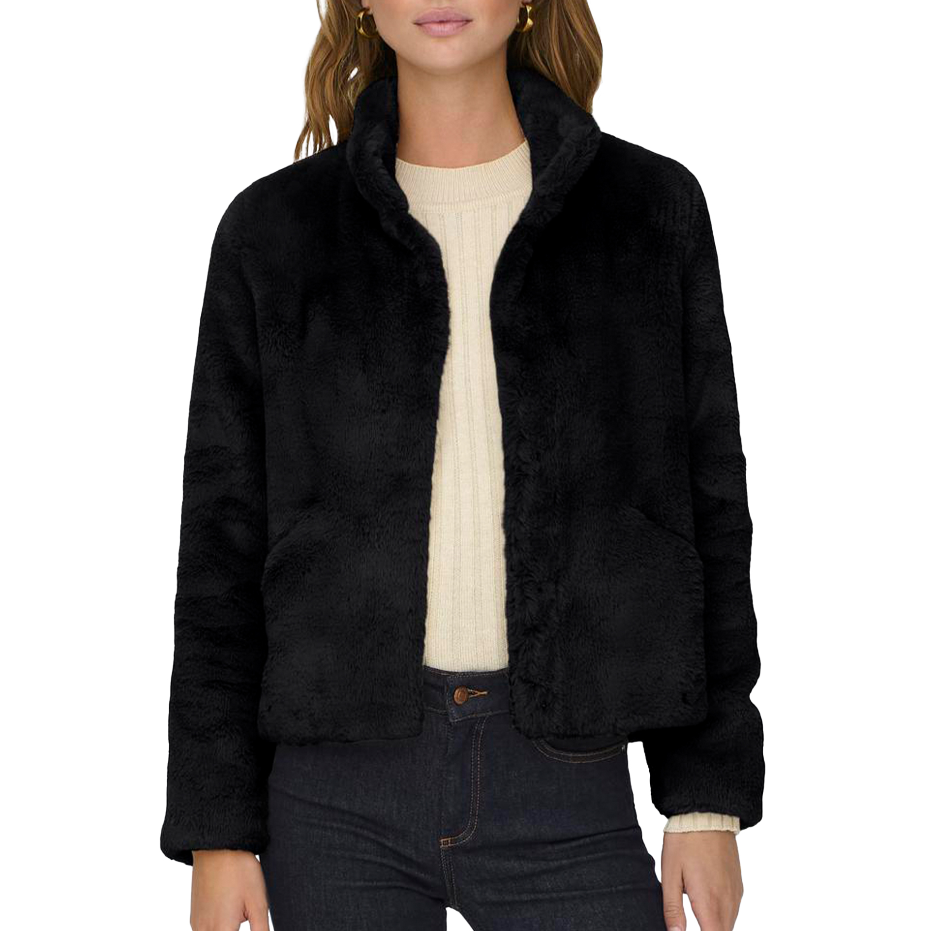 Only Casaco New Vida Faux Fur Black
