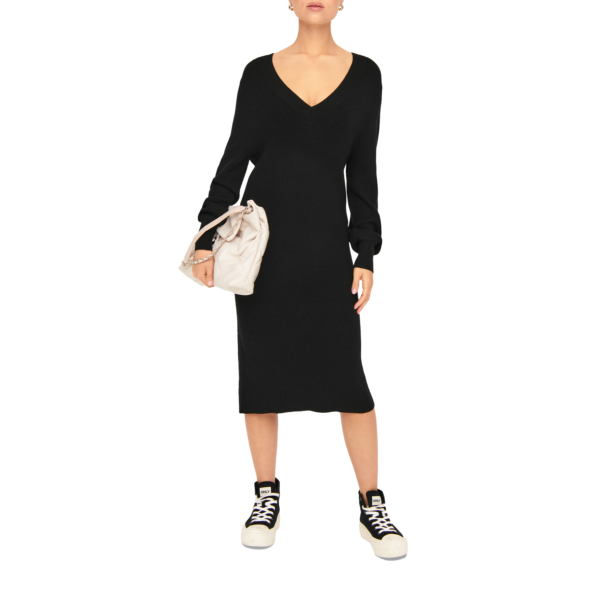 Only Vestido Katia V-neck Black