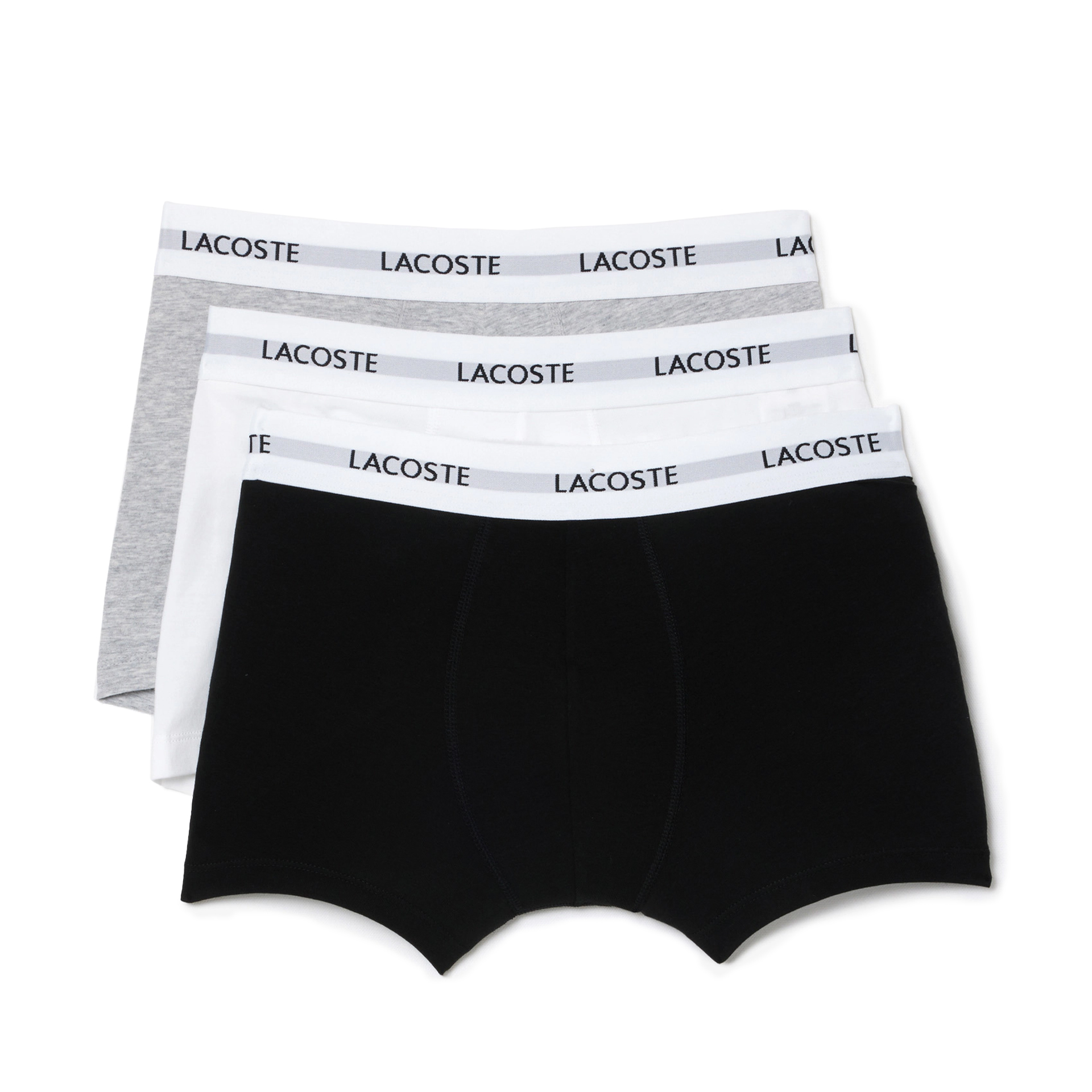 Roupa Interior Lacoste Boxer Pack 3 Black White Silver