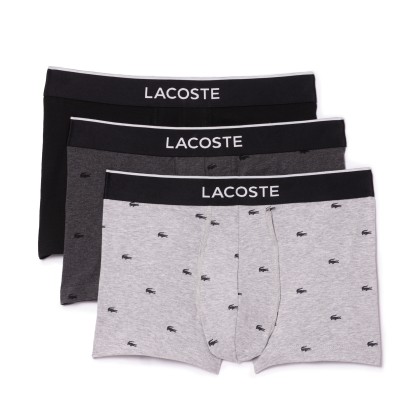 Roupa Interior Lacoste Boxer Pack 3 Black Pitch Charcoal