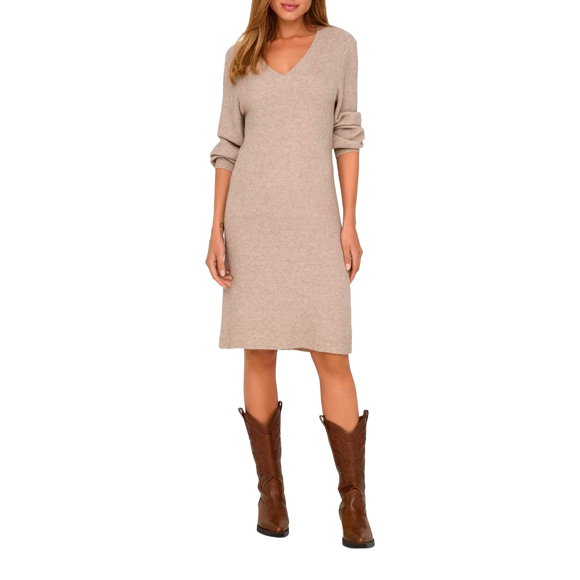 Only Vestido Katia V-neck Mocha Meringue