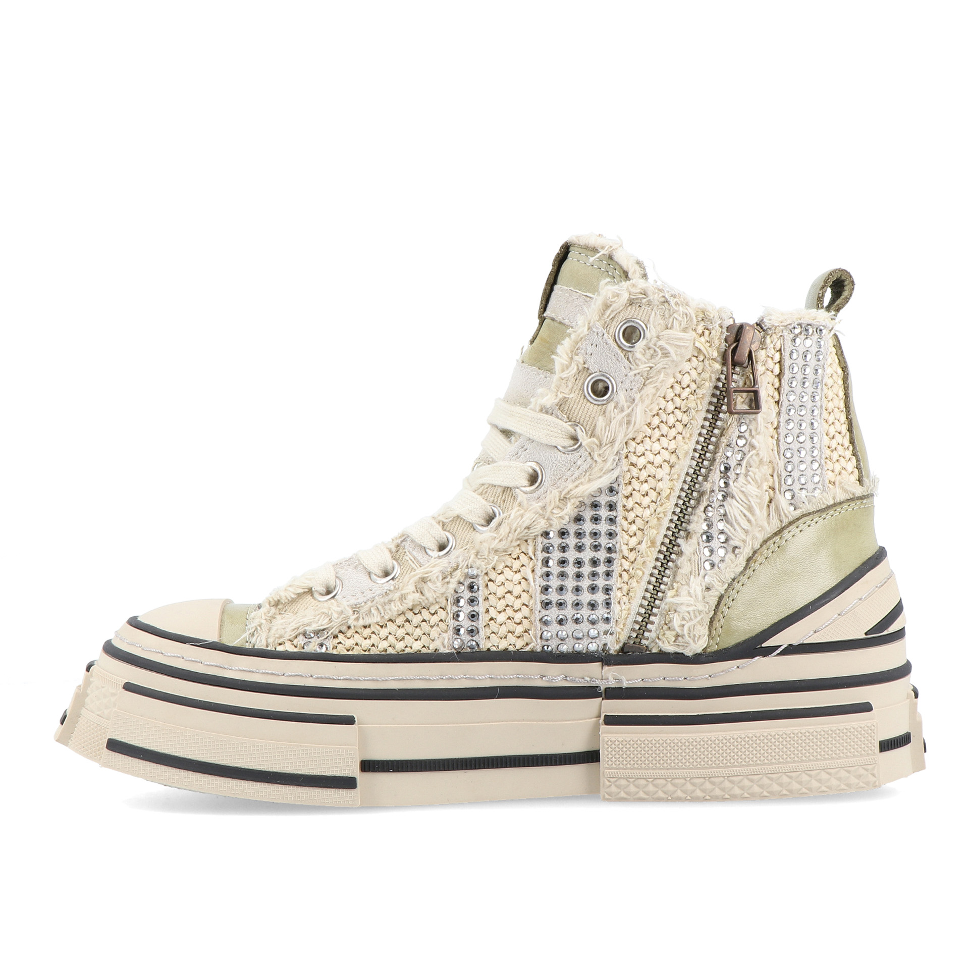 ABF-97 Sapatilha Em Pele E Tecido