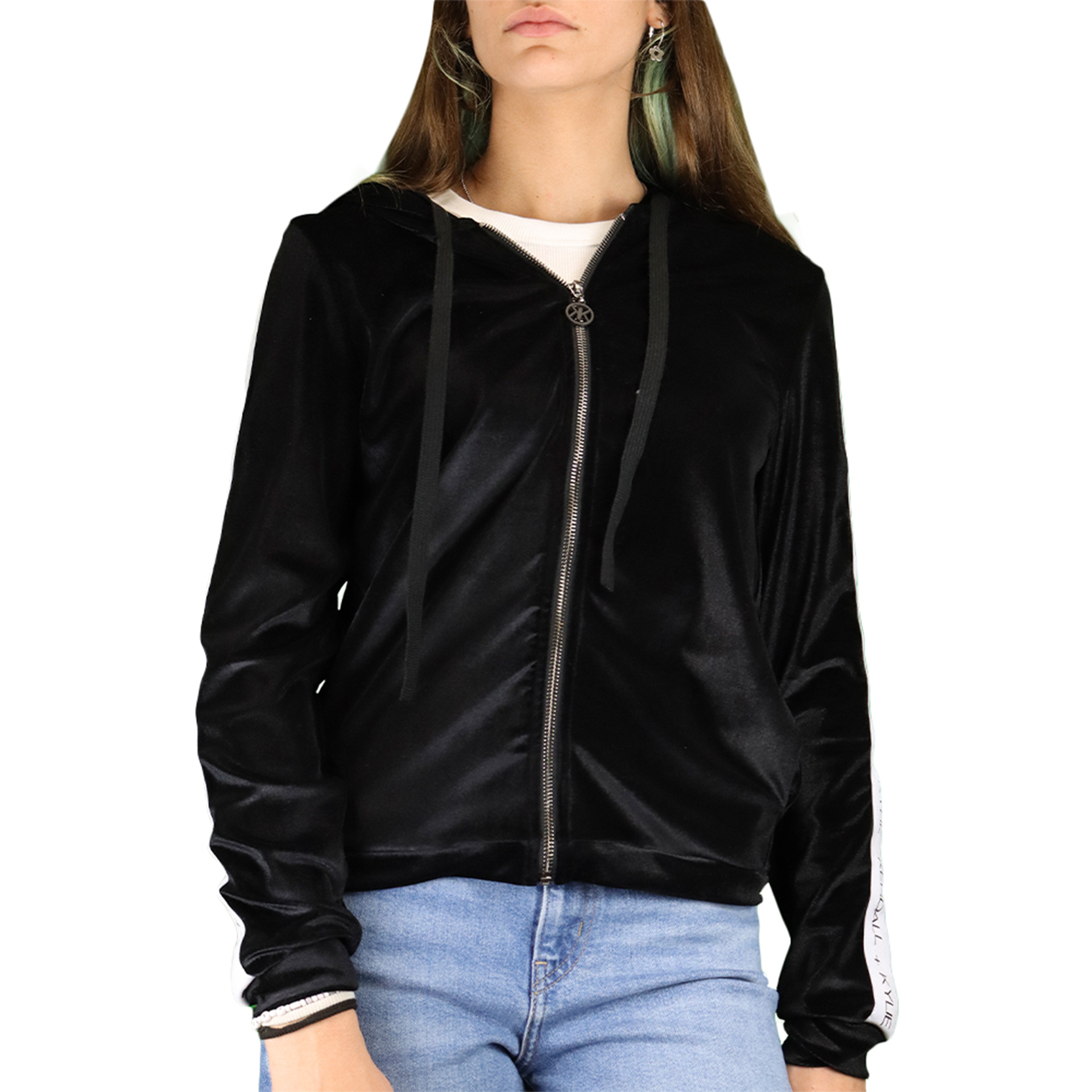Kendall+kylie Hooded Zipper Black